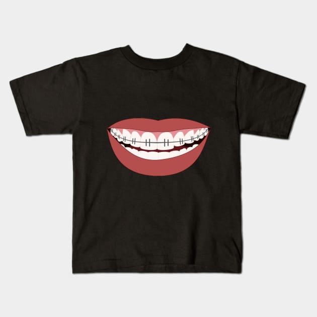 Smile With Braces Kids T-Shirt by Ndigwan Designs